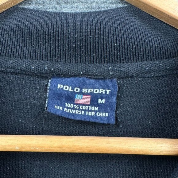 Polo Ralph Lauren Sport Mens Polo Shirt Black Red Embroidered Collared Size M - Picture 4 of 8